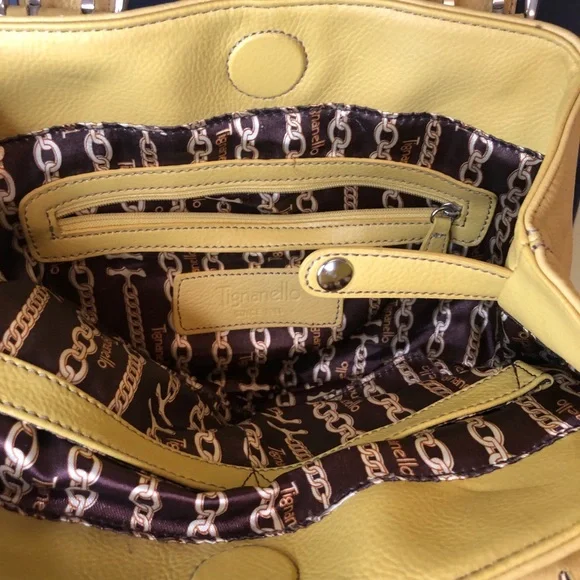 Tignanello Yellow Shoulder Bag with Leather Finish and Structured Design - Picture 13 of 13
